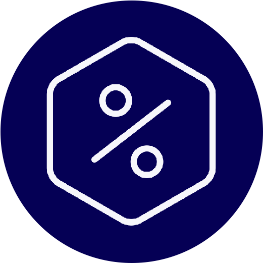 Percentage symbol in hexagon